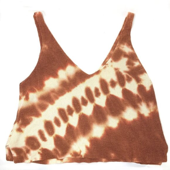 Forever 21 Knit Tie Dye Cropped Tank Top - Rust/Cream, Size Medium - Picture 3 of 4